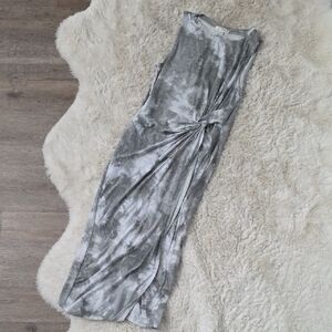 Gray Tie-Dye Sleeveless Wrap Dress